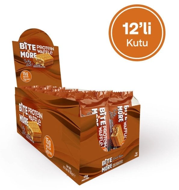 BİTE MORE Fındık Kremalı Protein Waffle (55g x 12 Adet)