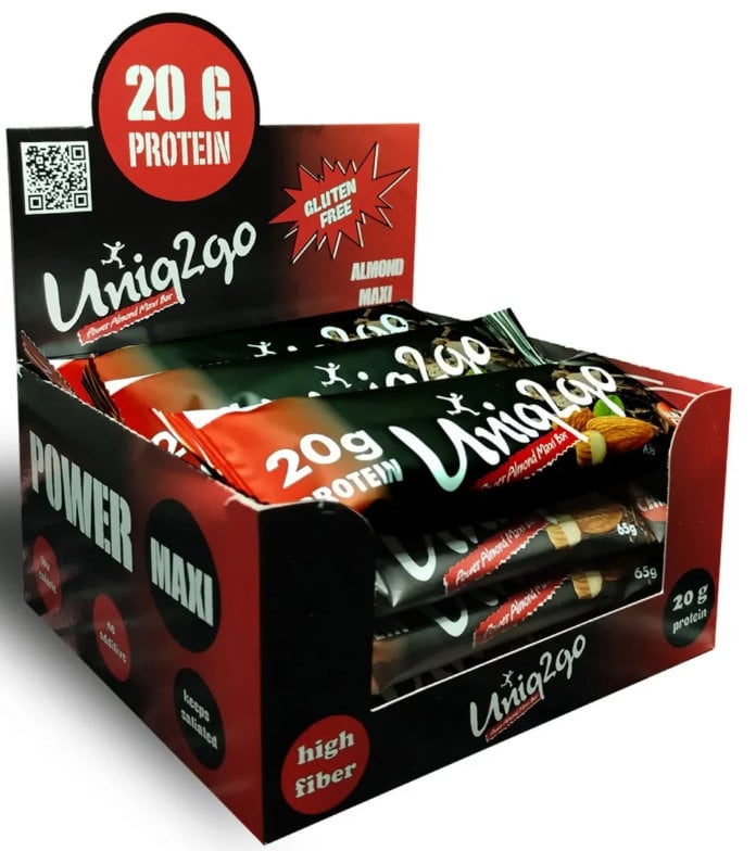 UNIQ2GO Bademli Power Maxi Proteinli Bar 65g x 12 Adet