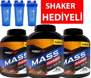 Muslefix Mass Gainer 3kg Çikolata Aromalı 3 ADET + 3 ADET SHAKER HEDİYELİ